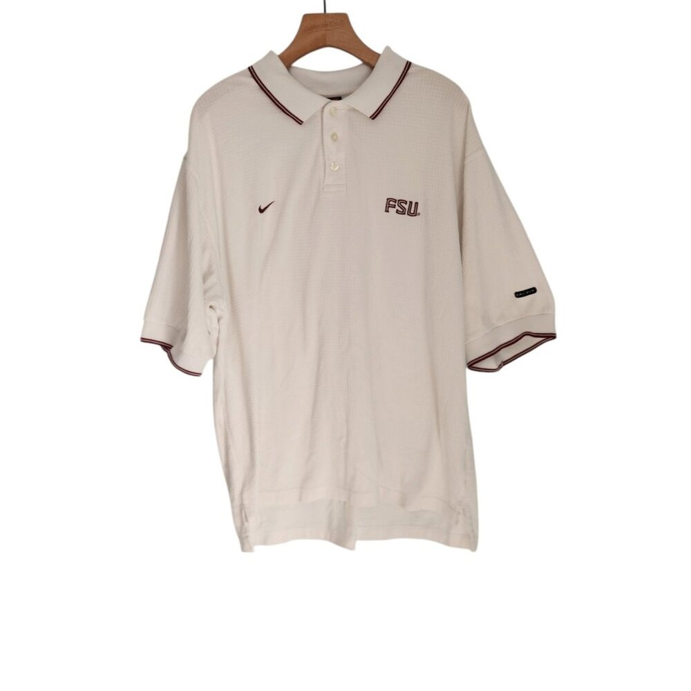 FSU Florida State Seminoles Polo Shirt Nike Short Sleeve Golf White Mens XL‎ EUC